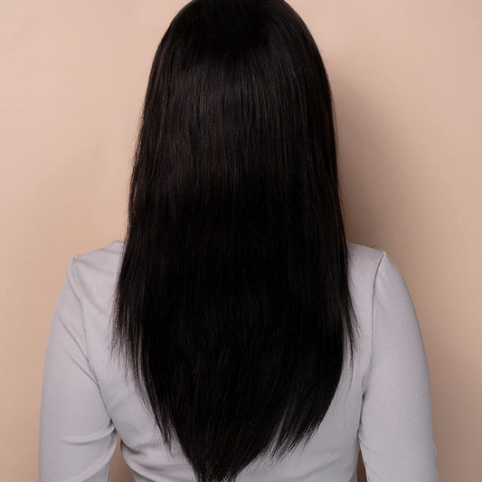 Front Lace Human Wig 4x4 - 16" Straight Natural Black