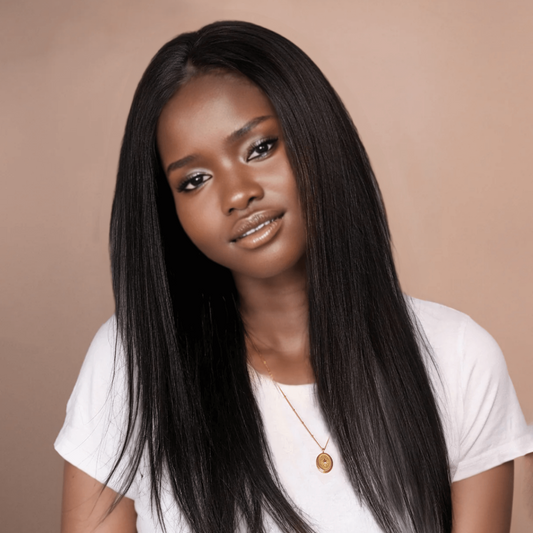 Front Lace Human Wig 4x4 - 20" Straight Natural Black