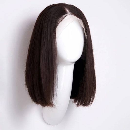 Front Lace Human Wig 4x4 - 12" Long Bob Natural Black